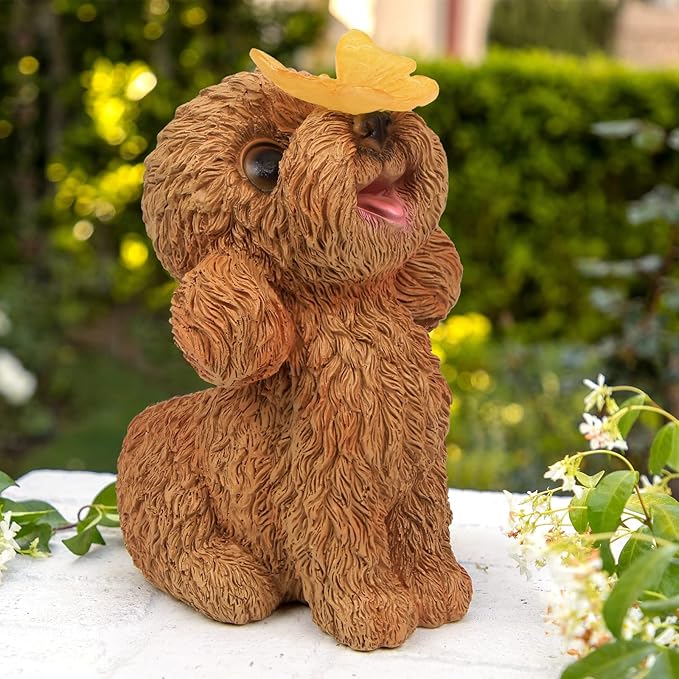 Dog Statues Outdoor Decor Solar Lights Outdoor Statue Garden Decorations Solar Dog Ornaments for Patio Lawn Yard Art Decoration Housewarming Garden Gift