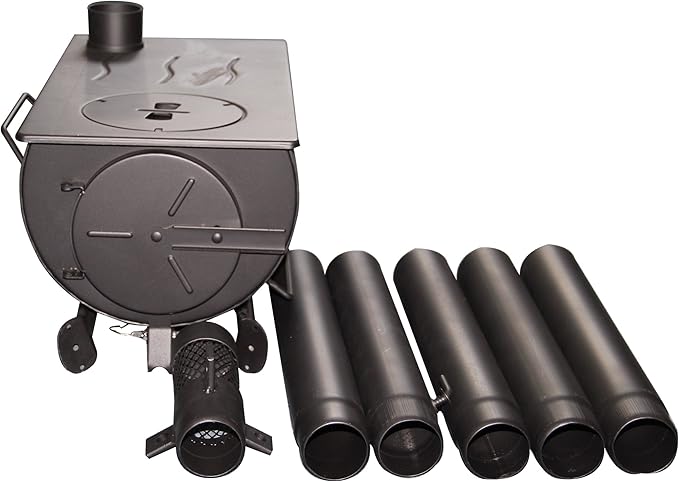 Portable Camping wood stove. Military style. Frontier Stove Tent Heater Ice Fishing with venting &amp Carry case. 25 lbs.