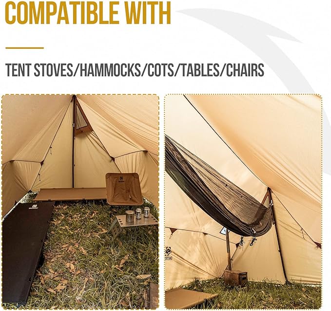 OneTigris ROCDOMUS Hot Tent with Stove Jack 3000mm Waterproof Versatile Lightweight Hammock Tent for Camping Hiking Backpacking Bushcraft Car Trips