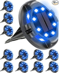 Biling Solar Pathway Lights Outdoor Uplight Sidelight 12 Packs Blue Bright Solar Ground Lights Waterproof for Yard Walkway Garden Halloween Decorations