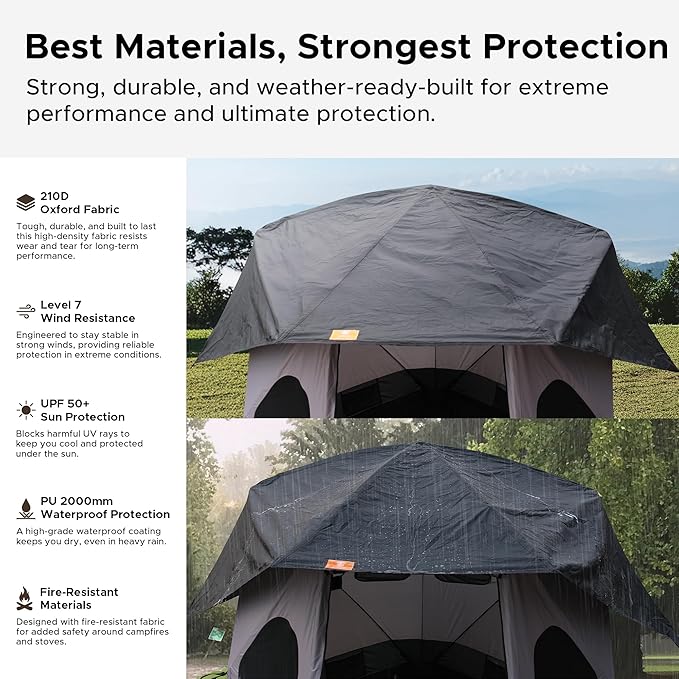 Space Acacia Lite Camping Tent | 2/3/4/8 Person Pop Up Tents for Camping | Lightweight &amp Durable Beach Tent | Level 7 Wind Resistance UPF 50+ | Quick Setup for Camping &amp Backyard