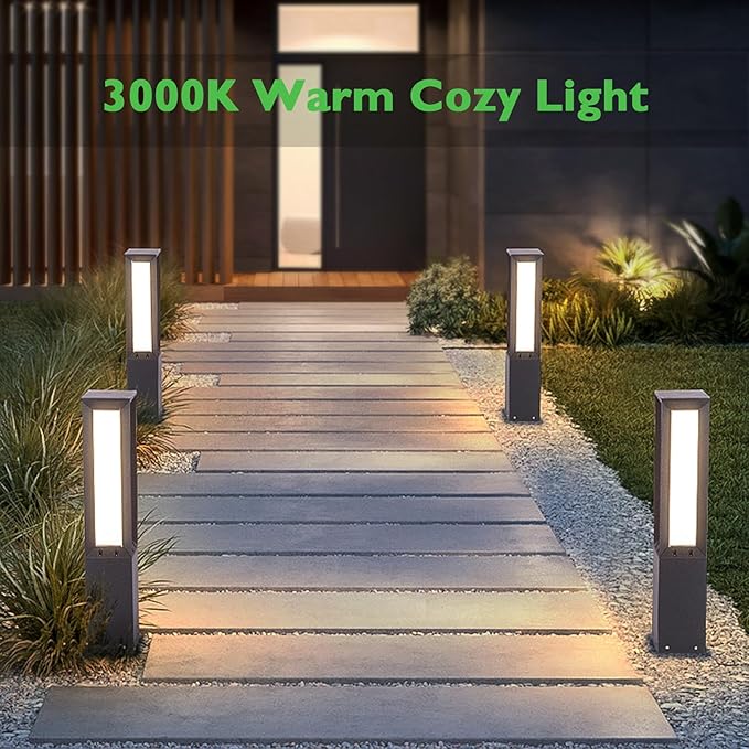 Outdoor Pathway Lights Wired 32 Landscape Path Light 3000K LED Bollard Lights 120V Modern Commercial Driveway Lamp IP65 Waterproof Standing Lighting for Patio Garden Path Yard Walkway