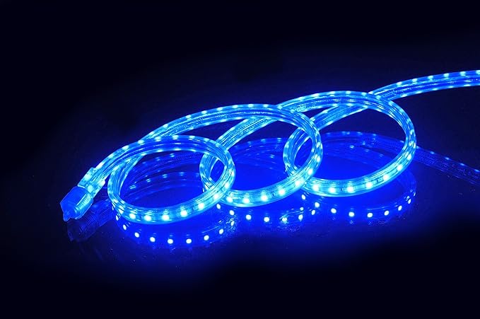 CBConcept UL Listed 164 FeetSuper Bright 45000 Lumen Blue Dimmable 110-120V AC Flexible Flat LED Strip Rope Light Commercial Grade Indoor Outdoor use Ready to plug n shine