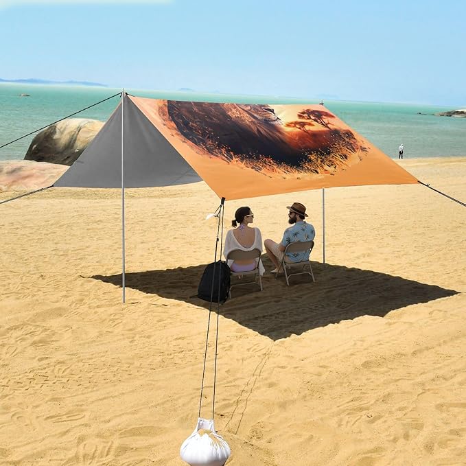 Camping Sun Shelters Lion Staring Far Beach Canopy 126 * 110.2in