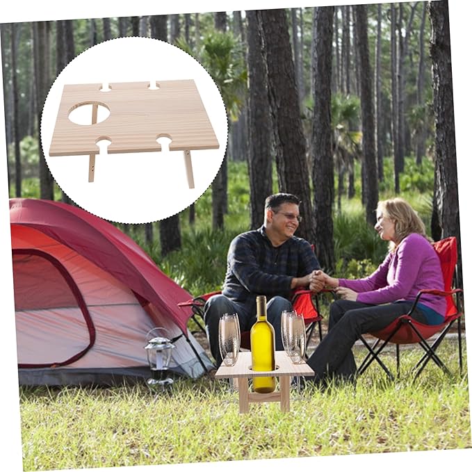 SUPVOX Folding Wine Table for Outdoor Picnics Portable and for Beach Festivals Compact Design Ample Storage Space