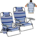 Lightweight Portable Beach Chair for Adults 350 LBS Capacity Backpack Beach Chair Reclining Beach Chair with 5-Position Lay Flat Large Cup Holder for Beach Camping Sports