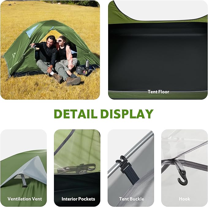 Naturehike Bleik 2-3 Person Camping Tent Waterproof Double Layer Lightweight Backpacking Tents for Camping