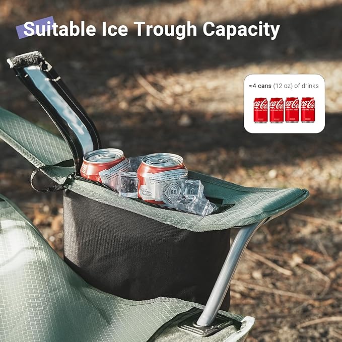 Camping Chairs Lawn Portable Foldable Camp Folding Lightweight Chair for Adults with Drink Holder and Cooler Pouch Outdoor for Camping Lawn Sports Picnic Music Festival Gray Black