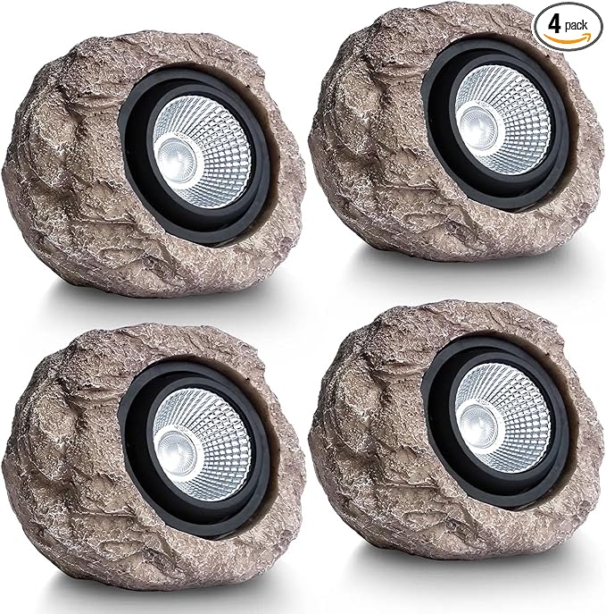 4 Pack Solar Garden Lights Outdoor Super Bright Solar Rock Spot ligths Outdoor Led Landscape Lighting for Pathway Lawn Patio Porch Yard Walkway