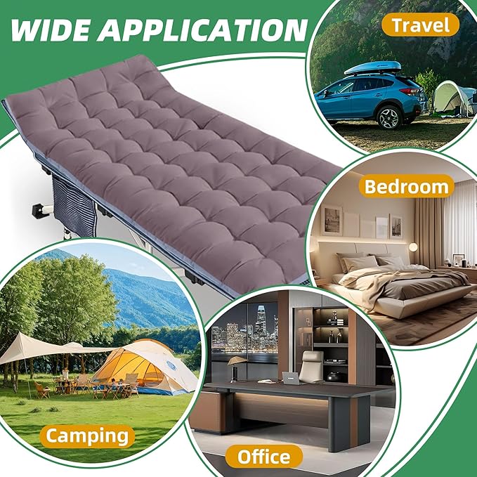 79 L x 32 W x 18 H Camping Cot with Comfortable Mattress for Adults Oversize XXL Cots for Sleeping Camping Bed Folding Cot Heavy Duty with Carry Bag for Home Outdoor Travel