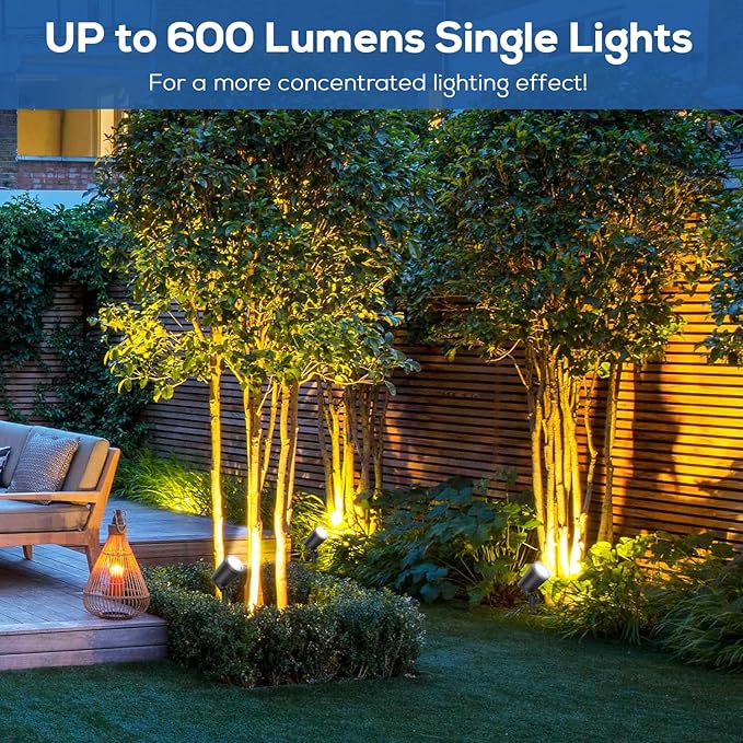 ZYAN Die-Cast Aluminum Landscape Spotlights 6W 600LM 2700K Warm White Low Voltage IP65 Waterproof Outdoor Landscape Lighting for Patio Garden Yard Path 8 Pack