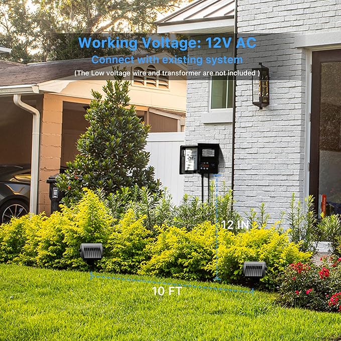 GOODSMANN Low Voltage LED Landscape Wall Wash Kits 8PK Spotlight &amp Floodlight 18W 2700K Outdoor Lights Brown Finish Outside Hardwired Lighting with Metal Stake Cable Connector Replaceable
