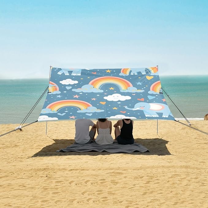 Elephants Camping Sun Shelter Beach Tent Portable Beach Sun Shade Outdoor Canopy for Camping Trips Fishing Picnic
