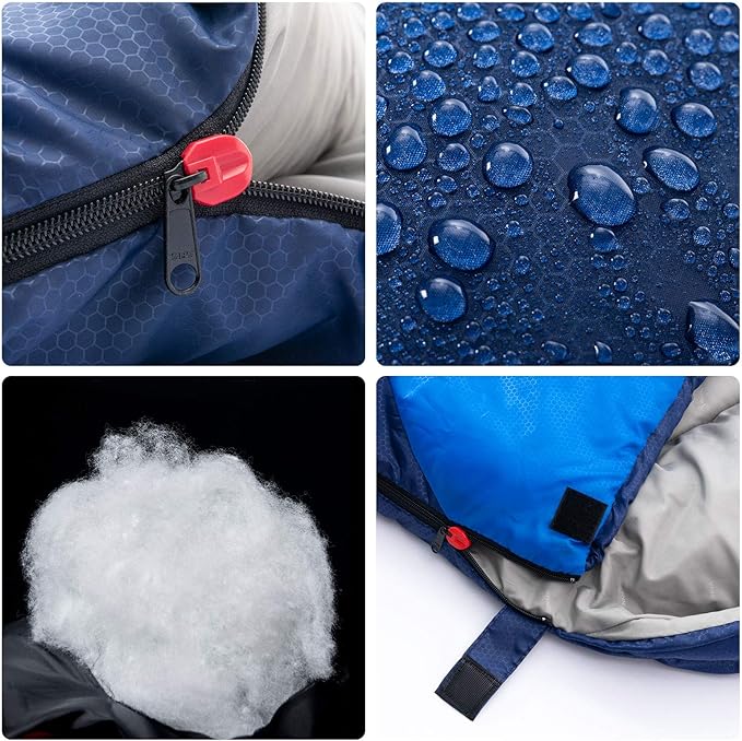 BISINNA Sleeping Bag with Pillow - 4 Season Backpacking Sleeping Bag Lightweight Waterproof Warm and Washable for Adults Kids Women Men's Outdoors Camping Hiking Mountaineering