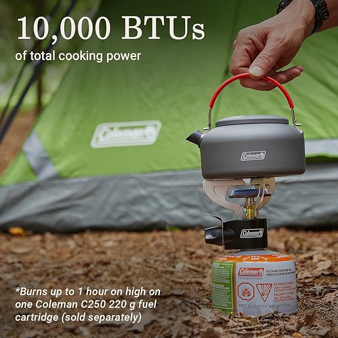 Coleman Classic 1-Burner Backpacking Stove Portable Lightweight Camp Stove with Adjustable Burner &amp Pressure Control 10000 BTUs of Power for Camping Backpacking Tailgating &amp More