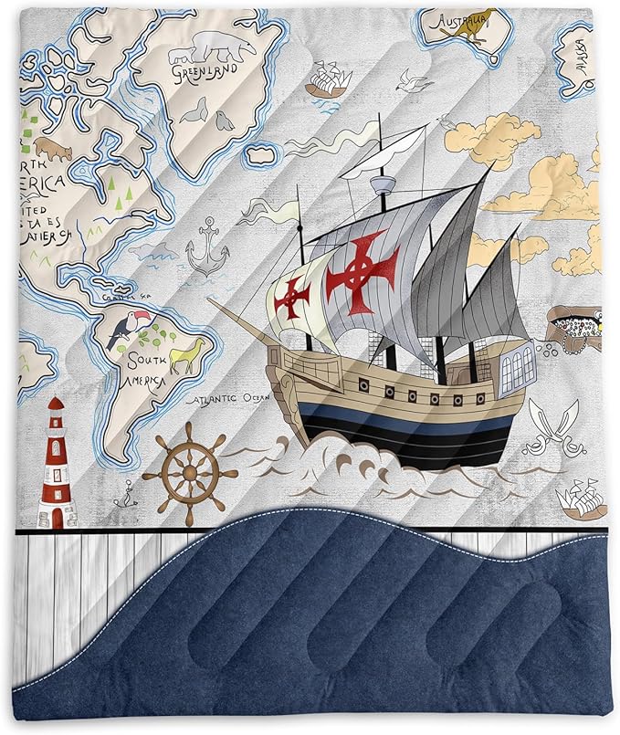 Axolotl Nautical Camping BlanketSailboat World Map Packable Outdoor BlanketSailing Anchor Lightweight Waterproof Camping BlanketOcean Themed Outdoor Blanket for Picnic Hiking Traveling Cold Weather