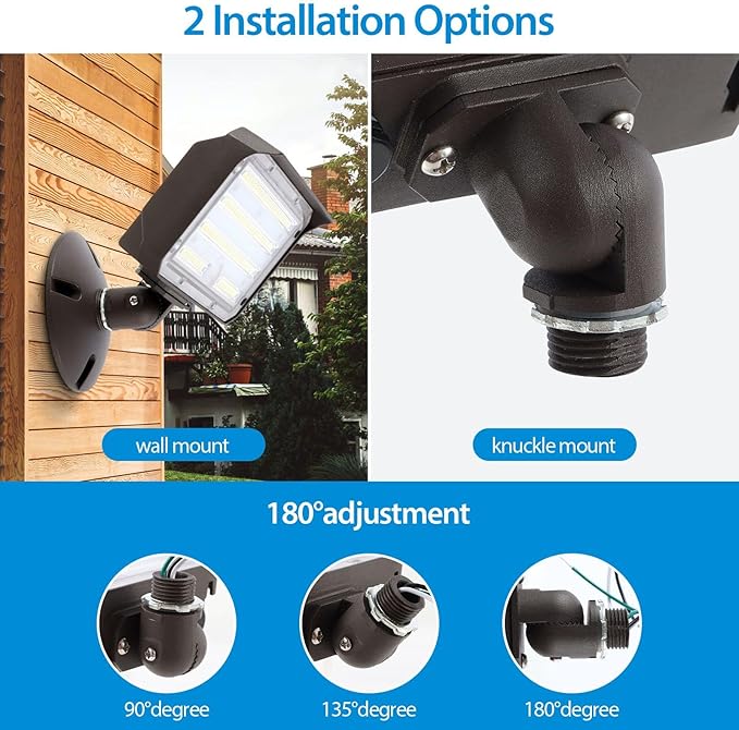 60W LED Flood Light Outdoor Knuckle Switch Controlled Floodlight with Plate5000K 8000Lm IP65 Waterproof Outdoor Security Lights for Yard Garden GarageETL Listed