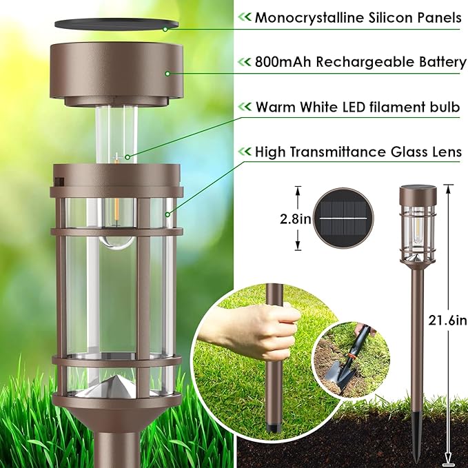 Mancra 8 Pack Solar Outdoor Lights Bright Up to 10 Hrs Solar Lights Outdoor Waterproof Garden Decor for Patio Lawn Yard and Landscape