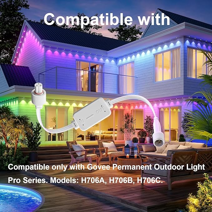 Driver Module Signal Booster for Govee Permanent Outdoor Light Pro H706A H706B H706C Models only Voltage Transformer Supporting Transmission Distances up to 200 ft（Female to Male）