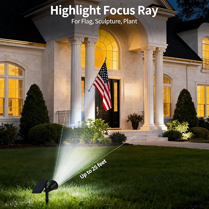 Solar Spot Lights Outdoor Waterproof 18 LED Solar Powered Landscape Lighting Low Voltage Auto On/Off for Garden Yard Tree Flag Wall Pathway 4 Pack