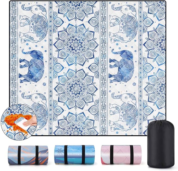 60x80 Picnic Blankets Outdoor Waterproof Beach Blanket Sand Repellent Packable Family Park Lawn Yard Play Mat Traveling Road Trips Organization Patio Garden Glamping Rv Gear Festival Gifts