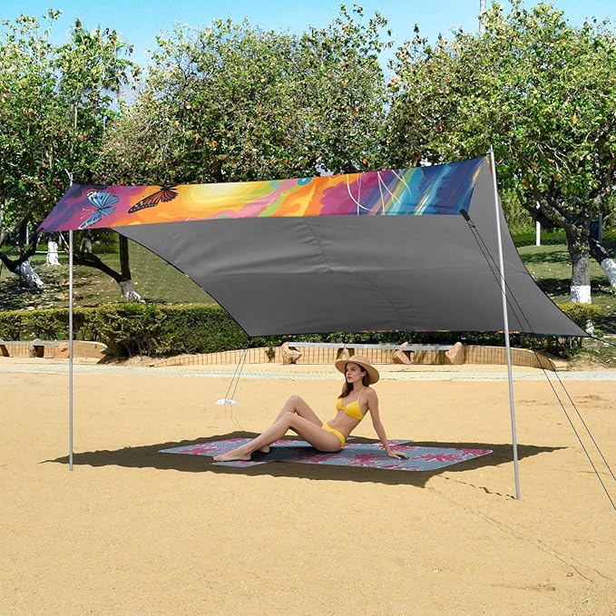 Oil Painting Cat PrintCamping Sun Shelters 9.2 x 10.5 FT Beach Canopy Tent Sun Shade with Carrying Bag for Camping Trips Fishing Backyard Fun or Picnics 21340270