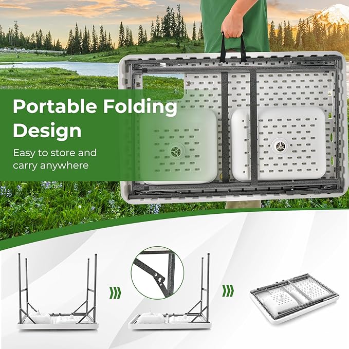 Giantex Folding Fish Cleaning Table with Double Sinks Portable Fish Fillet Cleaning Station w/Faucet Drainage Hoses Sprayer &amp Storage Shelf 2-in-1 Outdoor Camping Table for Picnics Fishing