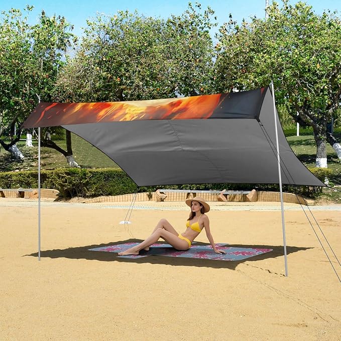 Flame BearCamping Sun Shelters 9.2 x 10.5 FT Beach Canopy Tent Sun Shade with Carrying Bag for Camping Trips Fishing Backyard Fun or Picnics 21340565