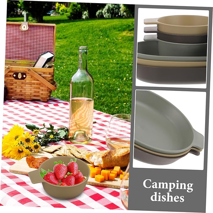 Portable Dish Set Outdoor Camping Bowl Plate Plastic Dinnerware Set Speckled Dinnerware for Dining Table