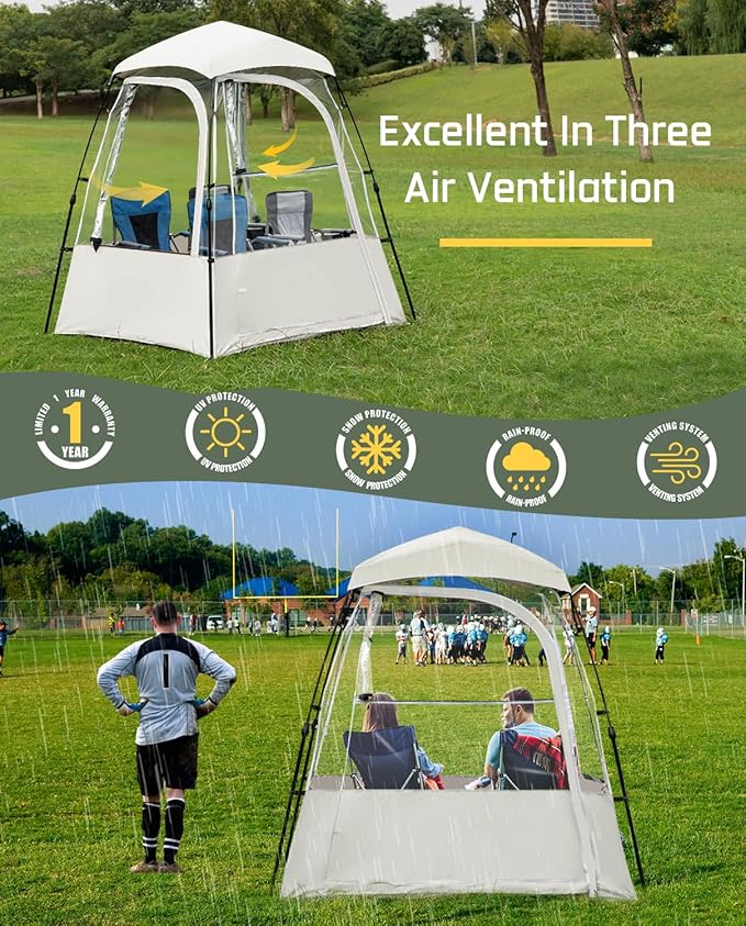 Pod All Weather Sports Tent Outdoor Pop Up Bubble Clear 540° View Winter Tent for 1-2 Person Instant Cold Weather Shelter with Rainfly for Soccer Football Softball &amp Other Sports Events