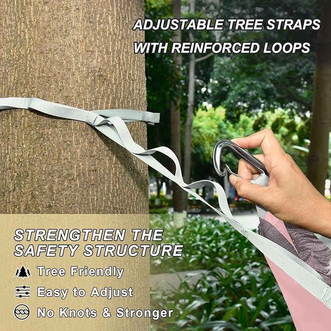 Cow Pink Camping Hammock 330 lbs with 2 Tree Straps Carry Bag Single Portable Hammock for Outdoor/Indoor Hiking Beach Backpacking Travel