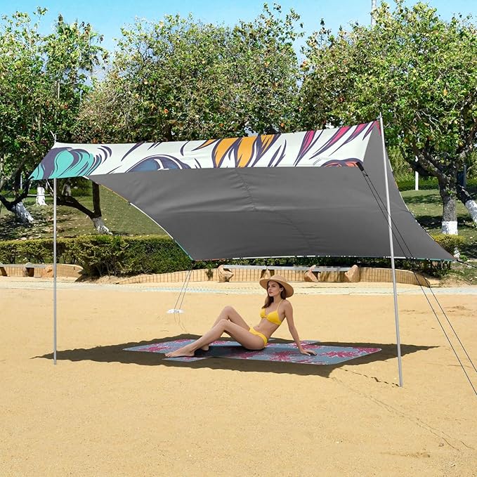 Rugby Pattern (48) Camping Sun Shelter Beach Tent Portable Beach Sun Shade Outdoor Canopy for Camping Trips Fishing Picnic