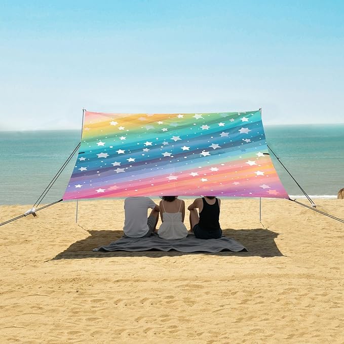 Rainbow PentagramCamping Sun Shelters 9.2 x 10.5 FT Beach Canopy Tent Sun Shade with Carrying Bag for Camping Trips Fishing Backyard Fun or Picnics 21340332