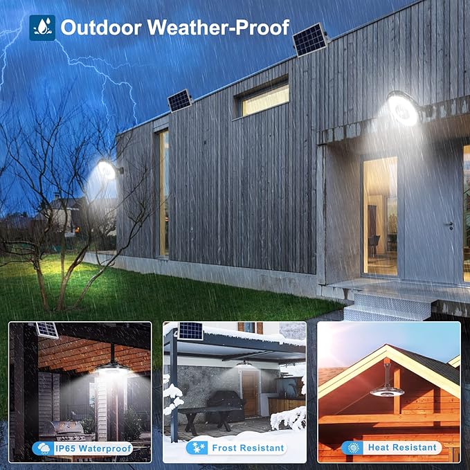INDARUN Solar Shed Light Indoor Outdoor Solar Motion Lights with 5 Modes Up to 3000LM Waterproof Pendant Barn Lights for Porch Chicken Coop Garage Gazebo Lighting