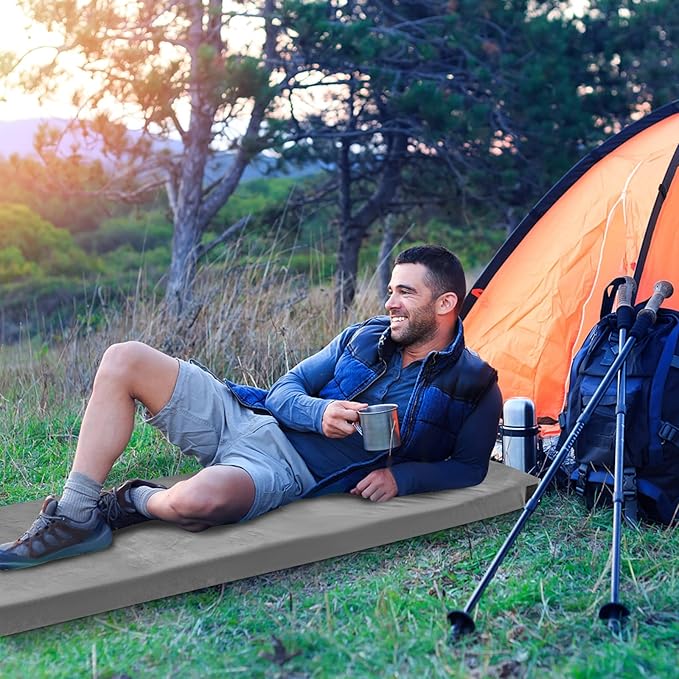 Tangkula Memory Foam Sleeping Pad Roll Up Floor Mattress with Carry Bag Non-Slip Bottom Guest Floor Folding Bed for Sleepover Portable Camping Mattress for Indoor Outdoor Car Travel Cot Tent