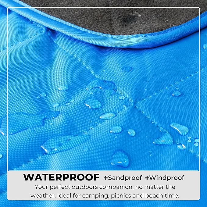 BRAWNTIDE Large Outdoor Waterproof Blanket - Extra Thick Fleece Warm Windproof Sandproof Quilted 82 x 55 Ideal for Beaches Picnics Camping Stadiums Dogs Car