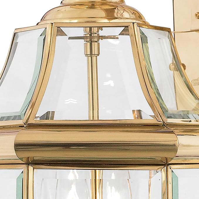 Quoizel Newbury 20 Outdoor Wall Lantern 2-Light Polished Brass with Clear Beveled Glass E12 Base French Country Style