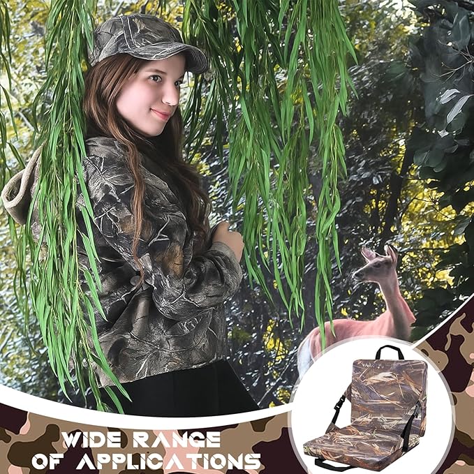 Juexica 2 Pcs Hunting Seat Cushion Camo Foam Folding Cushion Stadium Seats with Back and Handle for Deer Duck Turkey Hunting Fishing Camping and Outdoor Activities Sport Events Bleacher