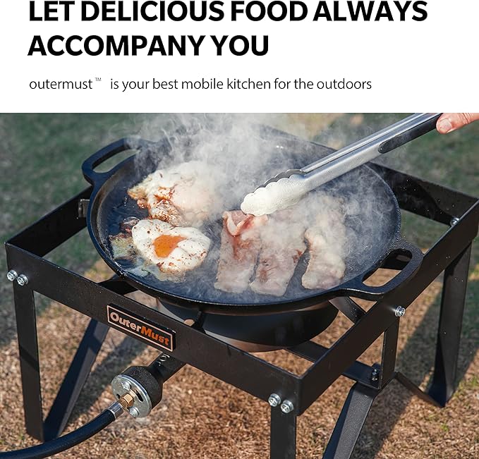 Outdoor Propane Burner Heavy Duty Propane Gas Stoves for Cooking with 10 PSI Regulator and Cast Iron Braided Holes Perfect for Home Brewing Crawfish Boiler Turkey Fryer and Seafood Boiler