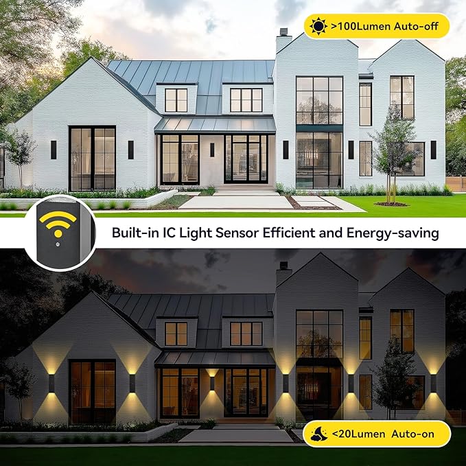 Modern Outdoor Wall Light Dusk to Dawn 2 Pack Waterproof Matte Black Porch Lights 2700K LED Outdoor Sconce Lights for House Garage Patio Front Door