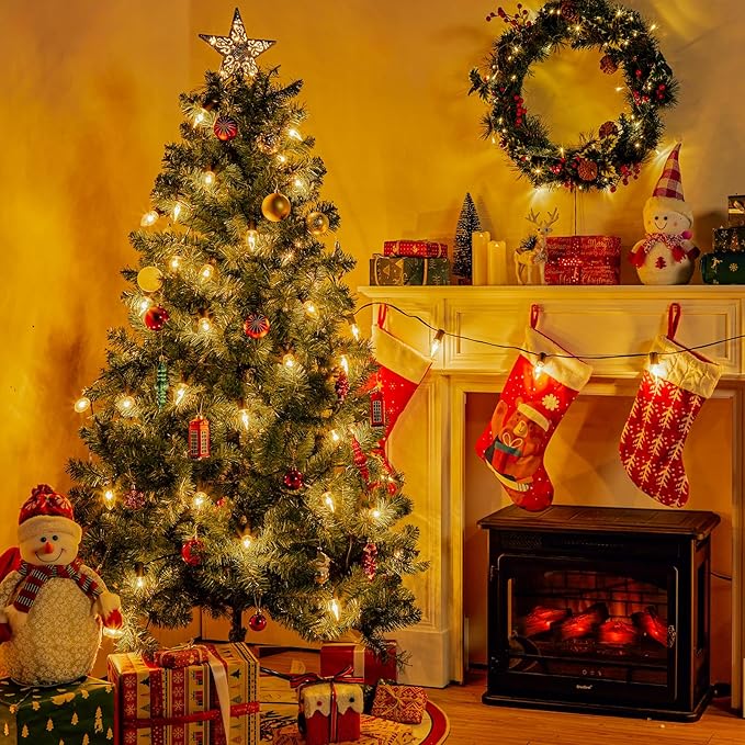 Minetom C9 Clear Christmas String Lights 25FT 25 Blubs Bright &amp Warm Outdoor Christmas Lights Long Life C9 String Lights for Tree Patio Gazebo Wreath Black Wire