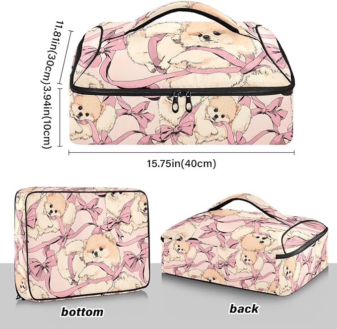 Casserole Carrier Adorable Dog PatternInsulated Casserole Carrier for Hot or Cold Food Thermal Lunch Tote for Potluck Parties Picnic Beach Fits 9 x 13 Inches Baking Dish