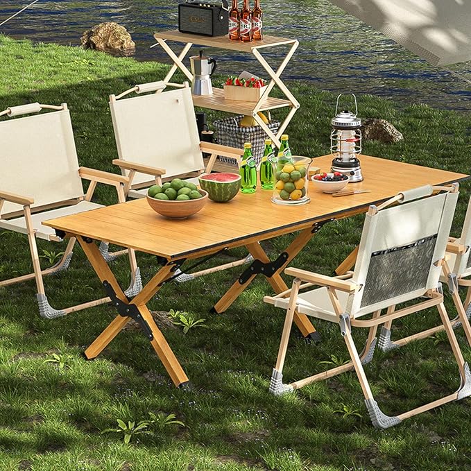 Portable Aluminum Picnic Table Set of 3 for Camping Outdoor BBQ and Picnics Lightweight Roll Up Backpacking