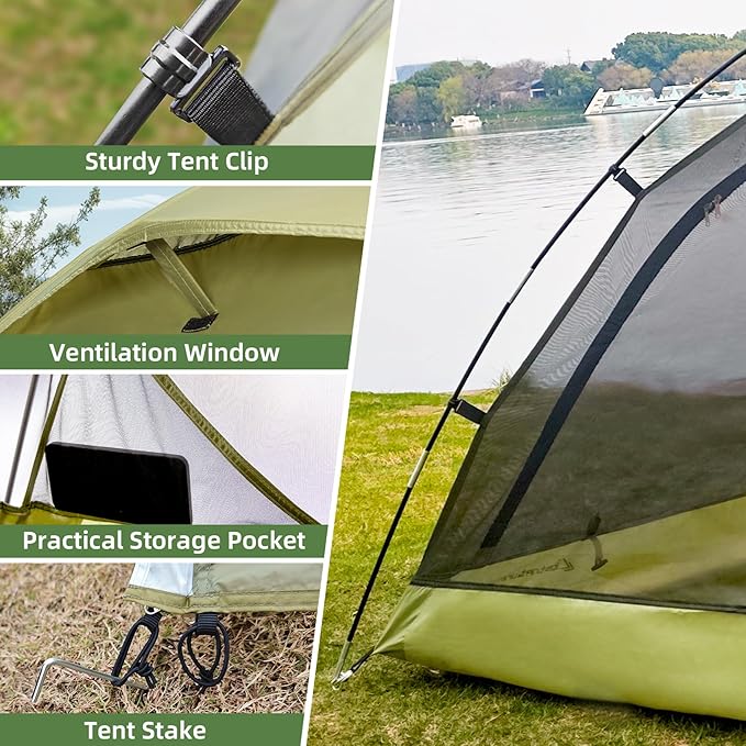Clostnature Camping Tent with Porch - Waterproof 2 Person Tent for Camping Easy Setup Lightweight Two Person Shelter for Hiking Backpacking Family Outdoor