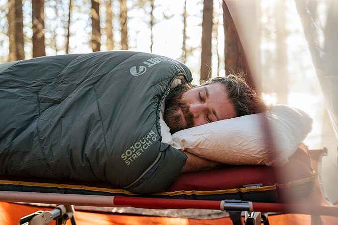 KLYMIT Drift Camping Pillow | Lightweight Travel Head Rest for Sleep Filled with Shredded Memory Foam Reversible Outer Cover for Extended Use Regular Size — Tan