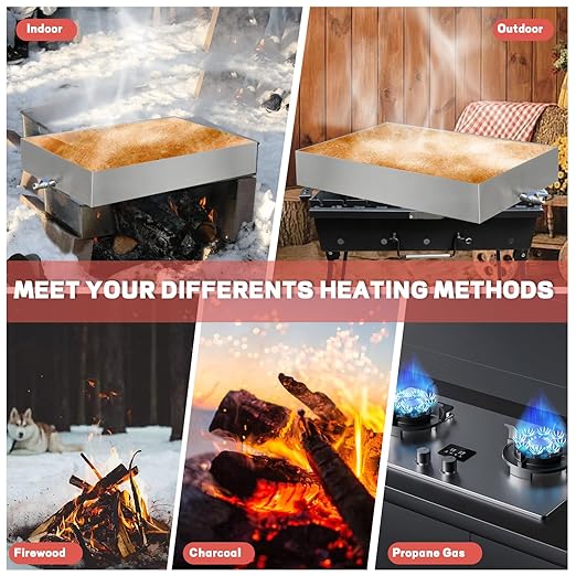 Maple Syrup Evaporator Pan 22.44Gal 304 Stainless Steel Maple Syrup Evaporator 36 x 24 x 6 Inch Feed Pan for Boiling Maple Syrup for Home and Outdoor Use
