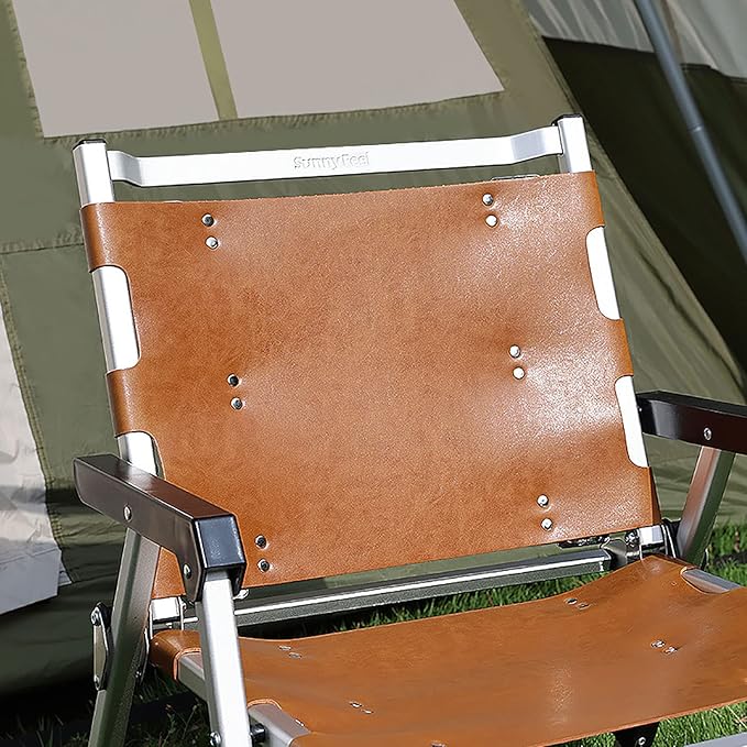 Outdoor Folding Camping ChairLeather Canvas Picnic Lawn Chairs Lightweight Comfortable Director Chair for Storage and TravelB57x54x68cm(A-57x54x68cm(22x21x27inch))