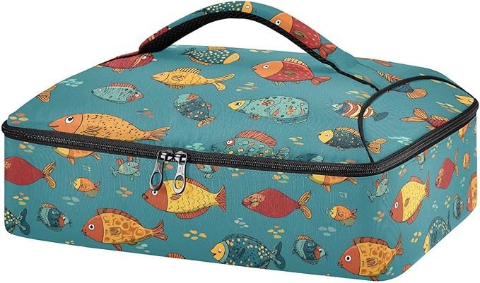 Casserole Carrier Cute FishInsulated Casserole Carrier for Hot or Cold Food Thermal Lunch Tote for Potluck Parties Picnic Beach Fits 9 x 13 Inches Baking Dish