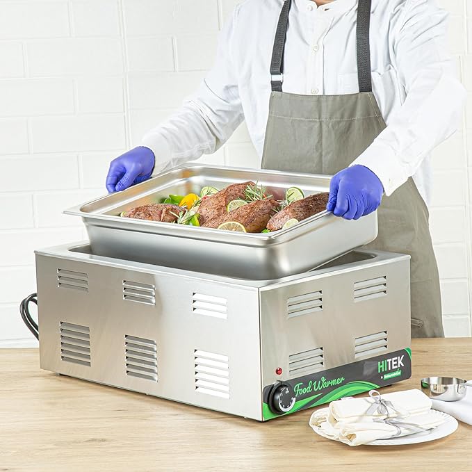 Restaurantware-Kitchen Tek Full Size Steam Table Pans 6 Anti-Jam Steam Pans - Lids Sold Separately 4” Deep 24 Gauge Stainless Steel Hotel Pan Freezable For Catering Events And Parties