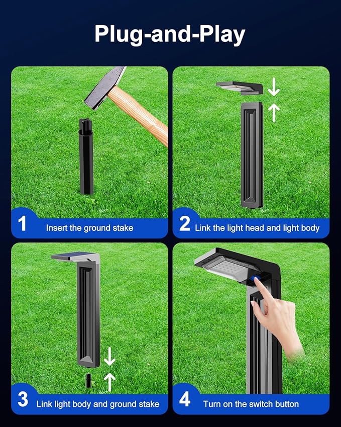 6 Pack Solar Powered Pathway Lights Outdoor Waterproof 30 LED Bright Walkway Landscape Lamp for Outside Path Driveway Sidewalk Yard Lawn Garden Trail Modern Design and 2 Modes (Cool White)